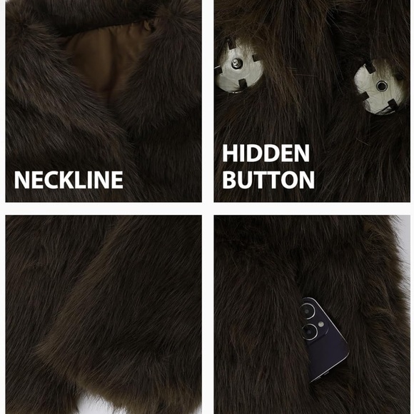 Luxurious Brown Faux Fur Coat - Picture 3 of 4